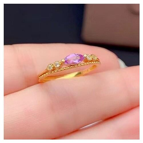 Fashion 925 Silver Amethyst Ring for Daily Wear 3mm*6mm Natural VVS Grade Amethyst Sterling Silver Crystal Jewelry
