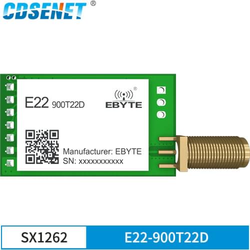 LoRa SX1262 Module 915MHz 868MHz 22dBm RF Wireless FEC Long Distance CDSENET E22-900T22D Antenna SMA-K Transceiver and Receiver