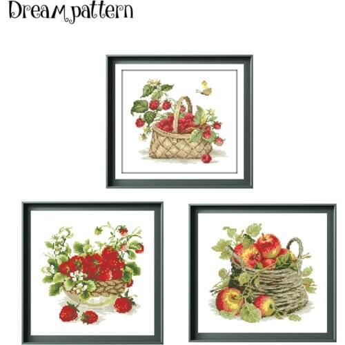 Basket with raspberries cross stitch kits cartoon 18ct 14ct 11ct white fabric cotton thread DIY embroidery kit for beginners