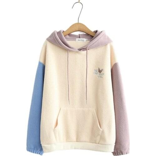 New Arrival 2020 Women Hooded Sweatshirt Casual Loose Long Sleeve Hoodies Female Cartoon Embroidery Pullovers For Teen Girls