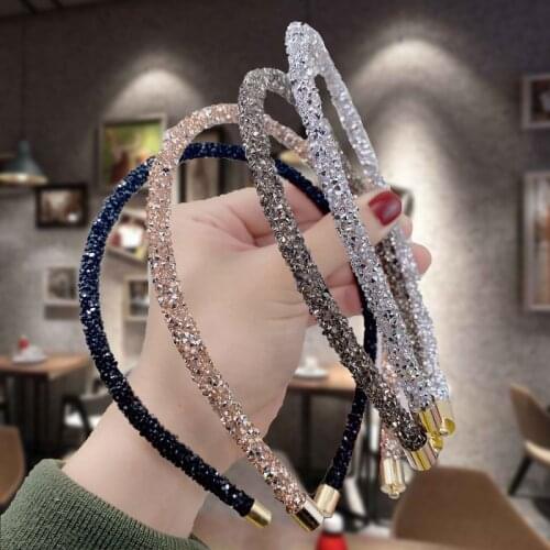 New Shiny Luxury Crystal Hair Hoop Hair Band Rhinestone Fashion Headband For Women Girls Solid color Headwear Hair Accessories