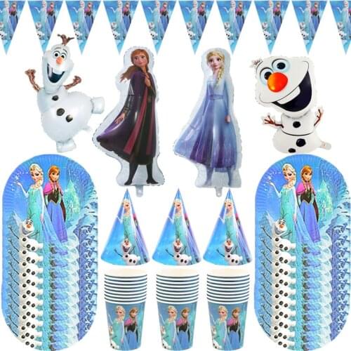Princess Frozen Theme Party Disposable Tableware Disney Girls Cartoon Gift Bag Cups Decorations Birthday Baby Shower Supplie