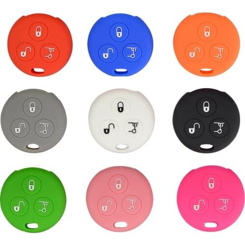 OkeyTech Silicone Car Key Case Fob Shell Replacement For Mercedes Benz Smart City Fortwo Roadster 3 Buttons Remote Key Cover