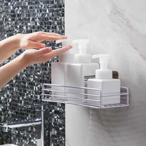 Bathroom shelf Corner Storage Rack Organizer Shower Wall Shelf Adhesive No Drilling Iron Kitchen Bathroom Shelve