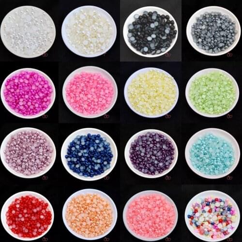 4/6/8mm Half ABS Pearls Colorful Round Acrylic Imitation Flatback Pearl Beads for Jewelry Making /Nail Art /Phone