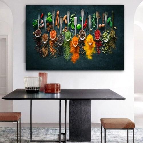 Larger size Food Flavors Oil Paintings Canvas Painting Posters Restaurant Prints Wall Art Picture for Living Room no frame