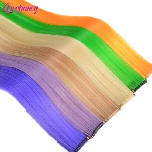 Single Clip In One Piece Hair Extensions 50Cm Long Straight Synthetic Hairpieces For Women Girls Ombre Hair Child Hair With Clip