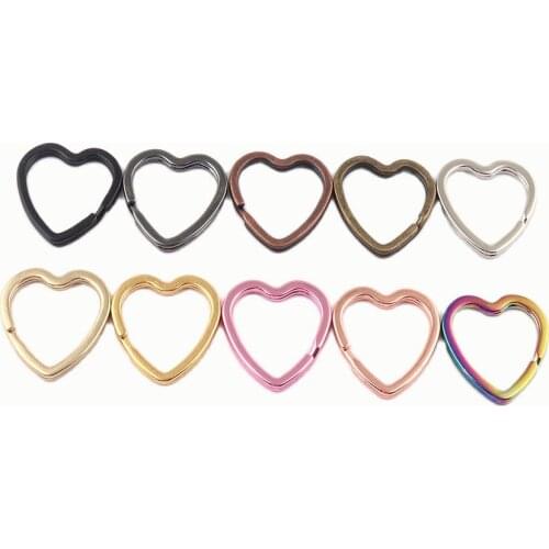 Rainbow Heart Split Key Supplies Jewelry Charm Jump Ring Purse Pendant Metal Connectors DIY Leather Craft Clasps