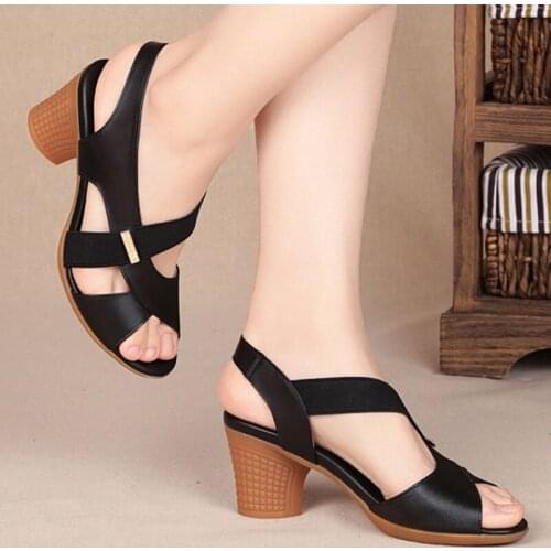 Fashion Women Sandals Platform Summer Round Mid Heel Peep Toe Casual Non-slip Back Strap Beach Ladies Shoes Zapatos De Mujer