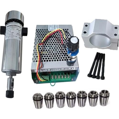 Air cooled 0.8kw Air cooled spindle ER11 chuck CNC DC110V 20000RPM 800W Spindle Motor + Power Supply speed governor For DIY CNC