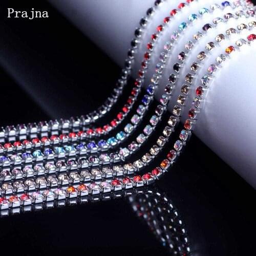 Prajna Glass Crystal Rhinestone Chain For Needlework DIY High Quality Non Hot Fix Rhinestones On Dress Shoes Clothes Accessories