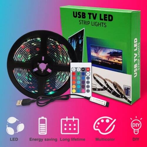 LED Strip Light USB 5050 SMD DC5V RGB Waterproof Flexible Tape 0.5M 1M 2M 3M 4M 5M TV Desktop Screen BackLight Remote Control