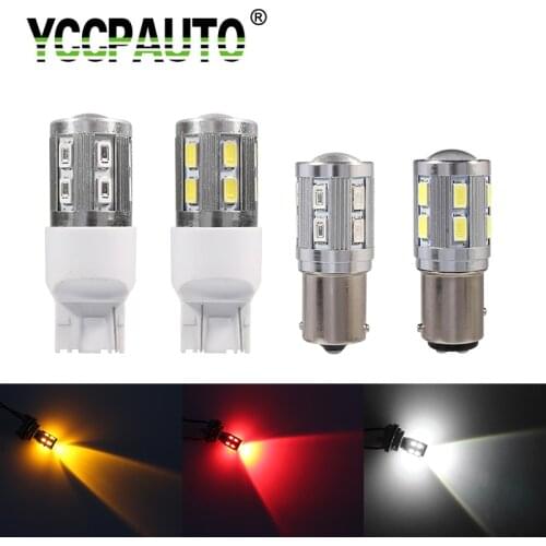2Pcs 1156 p21w led Bulbs 1157 bay15d t20 led car lights for auto reverse Back-up parking lights 5630 LED Red/White/Yellow