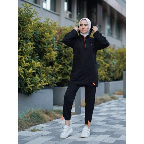 SFM21014 Hoodie Double Tracksuit Set Islamic Sports Wear for women islamic coat Muslim Women Dress Set Sport Hijab Suit jackets