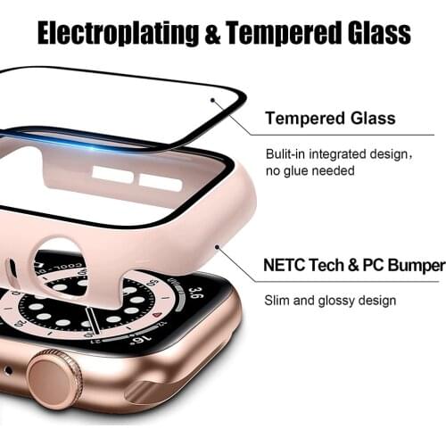 360 full Screen protector Bumper Frame matte hard Case for Apple watch 6/SE/5/4/3/2/1 cover Tempered glass film for iwatch 4/5