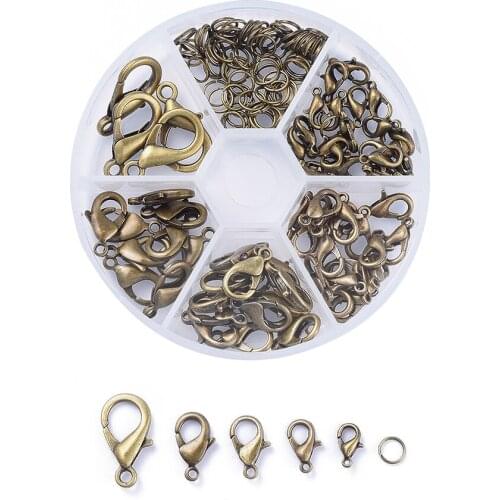 Alloy Lobster Clasp Claw Hook Connectors&Open Jump Rings Set For DIY Necklace Bracelet Making Wholesale Finding Jewelry Supplies