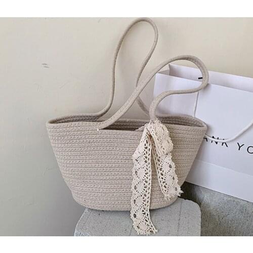 Bag Women Bucket Straw Beach Bag Vintage Woven Shoulder Bags Rattan Bohemian Summer Vacation Casual Handbag