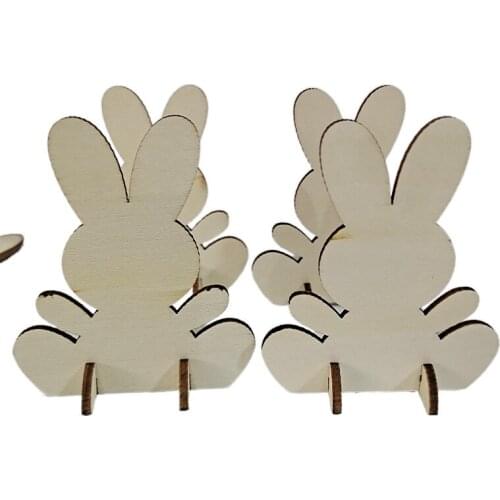 10 Sets Light Carving Laser Wood Crafts Decoration 3D Three-Dimensional Display Easter Rabbit Chip