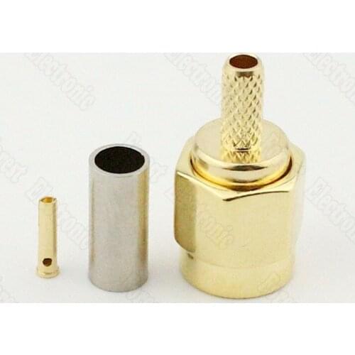 10pcs/lot RP-SMA-J-1.5 Male RF Coaxial Connector Internal Screw Hole Connector Anti-Polar Gold-plated Crimp Type 50-1.5