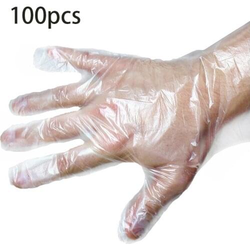 100pcs Clear Disposable Gloves Garden Restaurant Home Food Baking Tool Kitchen Food Waterproof Service Cleaning Gloves