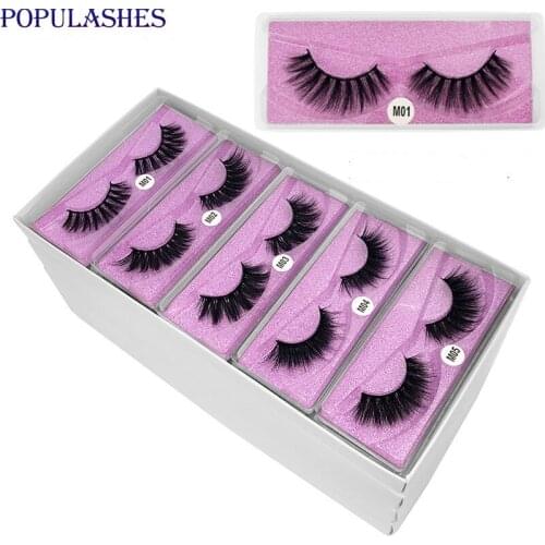 3D Faux Mink False Eyelashes Bulk Natural 20/50/100Pcs Fake Lashes Packaging Box Wholesale lashes Case Purple Bottom