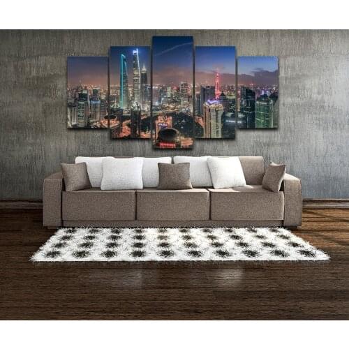 5 Pieces Shanghai Tower City Building Painting HD Print Modular Pictures Canvas Poster Wall Art Home Decor For Living Room no Fr