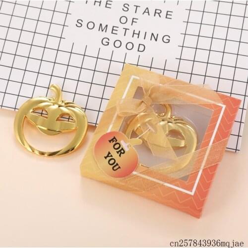 50 Pcs Gold Pumpkin Bottle Opener Gift Box Smile Face Opener Party Supplies Halloween Decoration