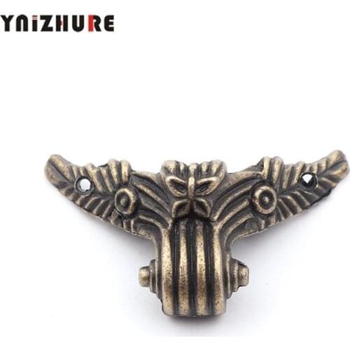 57*27mm 4Pcs Antique Jewelry Zinc Alloy Gift Win Box Wood Case Decor Carving Corner Protector Wing Legs Bronze Tone