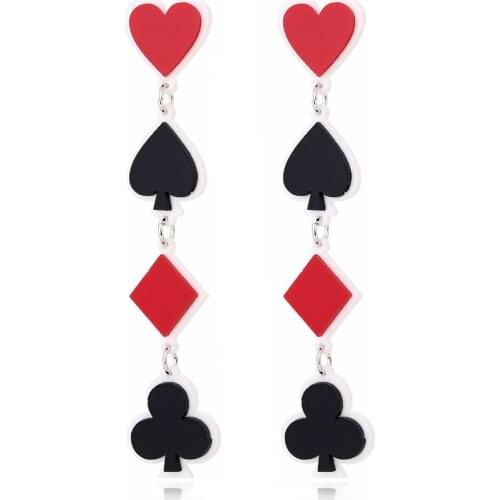 Acrylic Geometric Playing Card Long Earrings Female European Fashion Exaggerated Punk Night Club Jewelry