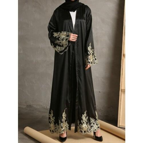 Aligaia Gold Embroidery Cardigan Robe Dress For Women 2021 Summer Eid Mubarak Saudi Arabic Kimono Cardigan Muslim Hijab Dress