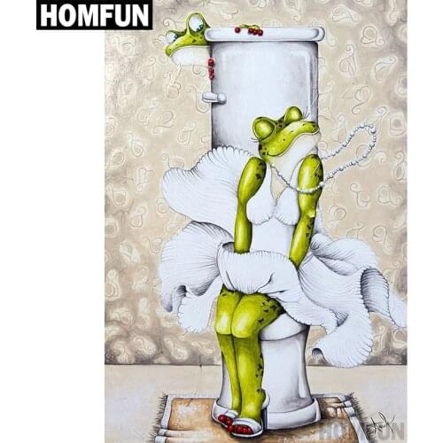 HOMFUN Full Square/Round Drill 5D DIY Diamond Painting "Frogs & toilet" 3D Embroidery Cross Stitch 5D Home Decor Gift A00600