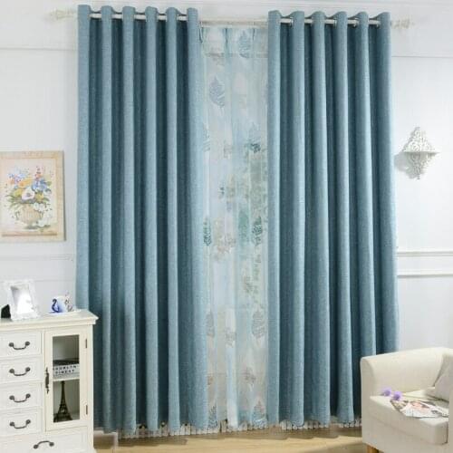 Velvet Blue Window Shade Curtains High Shade Northern Europe Simplicity Bedroom Living Room Cotton Linen Cloth Curtain