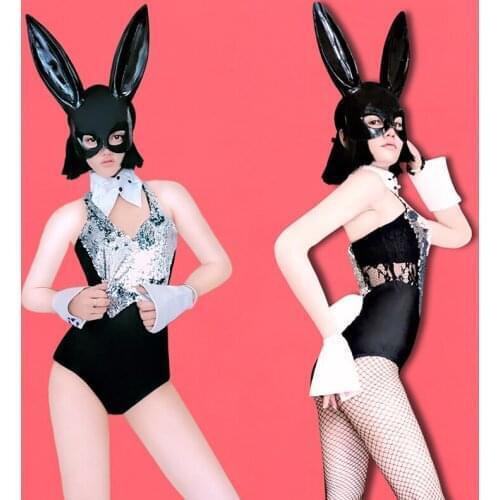 Rabbit Girl Bodysuit Classy Theme party Costume For Role Plays Women Sexy Bunny Cosplay Dress Set Bar DS Costume Leotard PY252