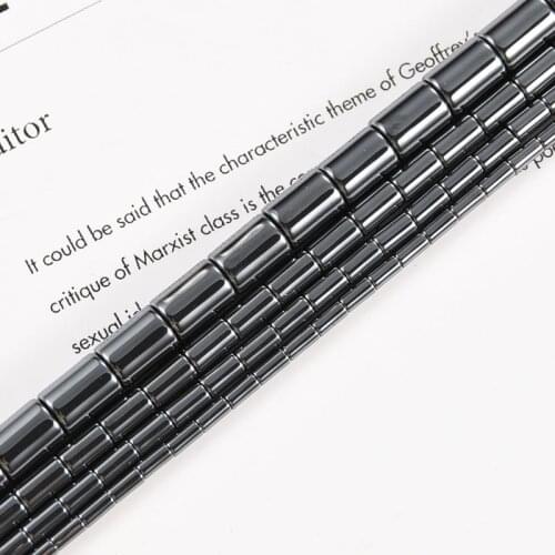 Hematite Beads Natural Stone Long Cylinder Square Loose Beads for Bracelet Necklace Jewelry DIY Making Accessories