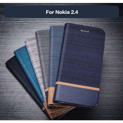 PU Leather Wallet Case For Nokia 2.4 Business Phone Case For Nokia 2.4 Book Case Soft Silicone Back Cover