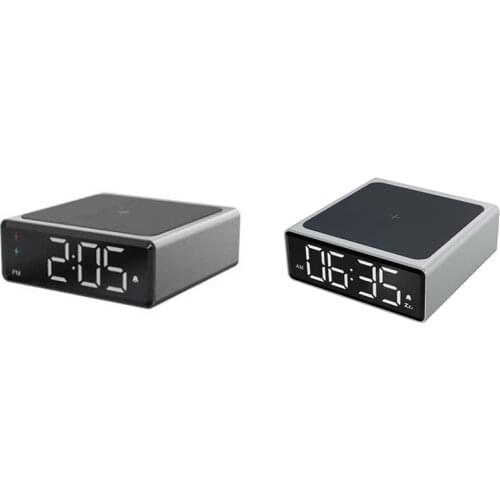 Digital Alarm Clock with Wireless Charger - Clear LED Display for Bedroom Office Travel, Compatible for iPhone