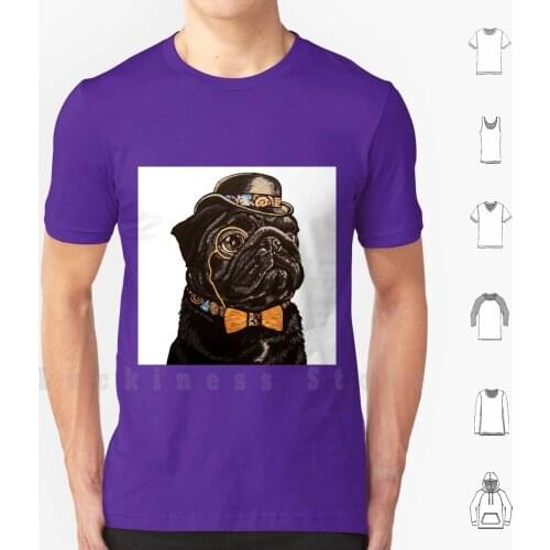 Dapper Black Pug T Shirt DIY Cotton Big Size S-6xl Pug Black Pugs Pug Lovers Dapper Suit Bowler Hat Bowtie Monocle