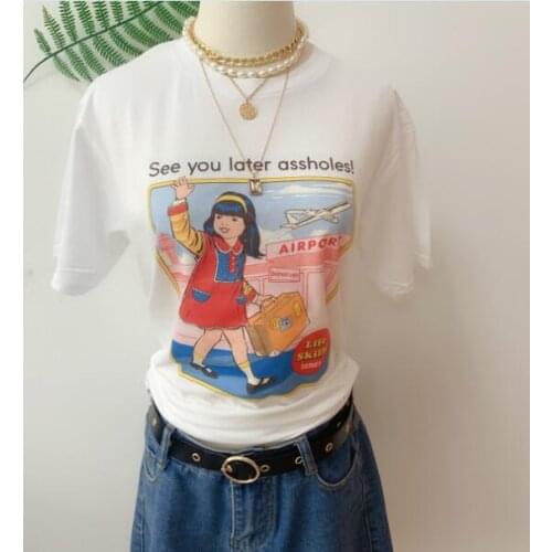 Sunfiz YF See You Later Assholes Print T Shirt Man Women Short Sleeve Vintage Style 80s 90s Street Style Tee Tops