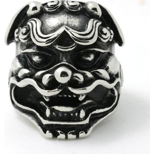 Hot selling 316L Stainless Steel Big Chinese Kirin Lion Ring Wholesale Price
