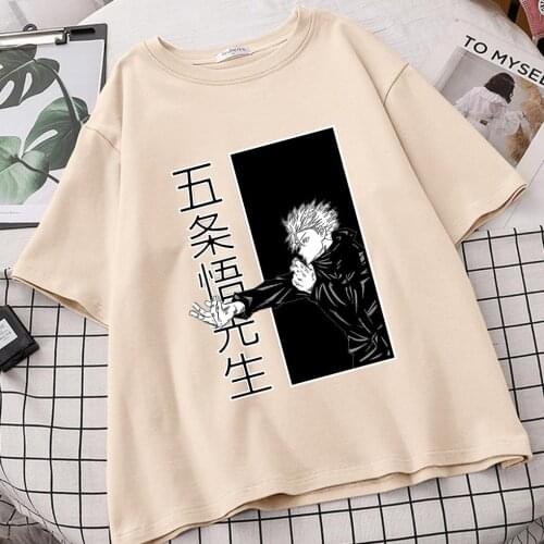 Jujutsu Kaisen Satoru Gojo Women Summer Ulzzang T Shirts Camisetas De Mujer Sleeve Tee Shirt Harajuku Oversized Tshirts Tops