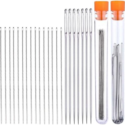 KAOBUY Large Eye Sewing Needles 2.04 inches (7 Pcs) and Small Needles-Beading Needles 1.6 inches (15 Pcs) in Storage Tubes