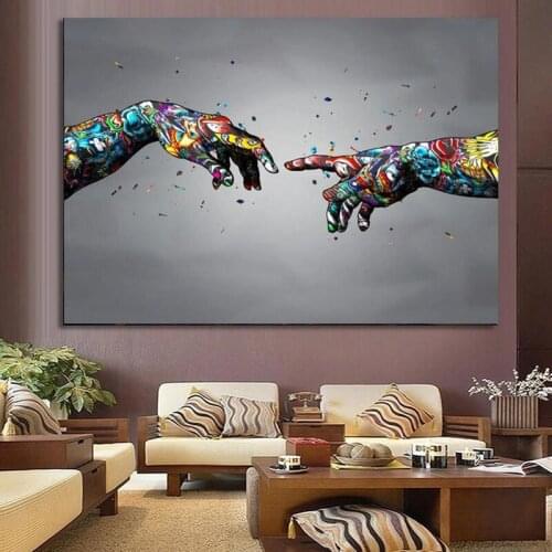 Street Art Graffiti Hand of God Love and Peace Canvas Painting Posters and Prints Wall Art for Living BedRoom Home Artwork Decor