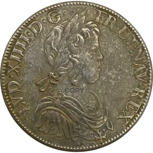 Aliexpress france 1643 France 1 Ecu Louis XIV Cupronickel Plated Silver Collectibles Copy Coin