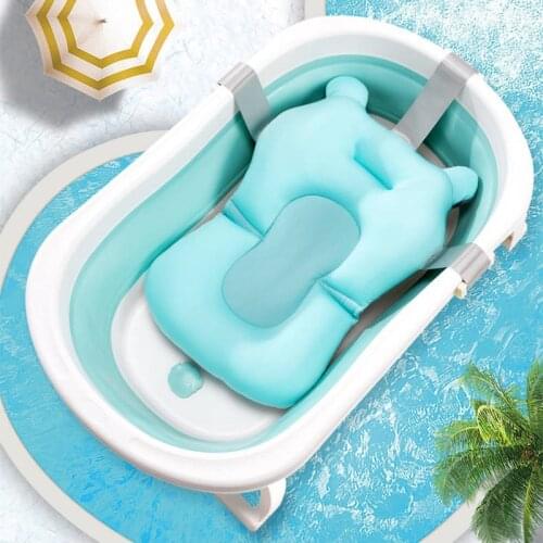 Baby Bath Tub Pad Foldable Babies Bath Cushion Non-slip Bath Accessories For Newborn Bath Support Net Bed Infant Bath Pillow Mat