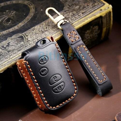 Leather Car Key Case for Toyota Prius 30 Alpha Aqua Land Cruiser Auris Cover Holder Remote 2012 2013 2014