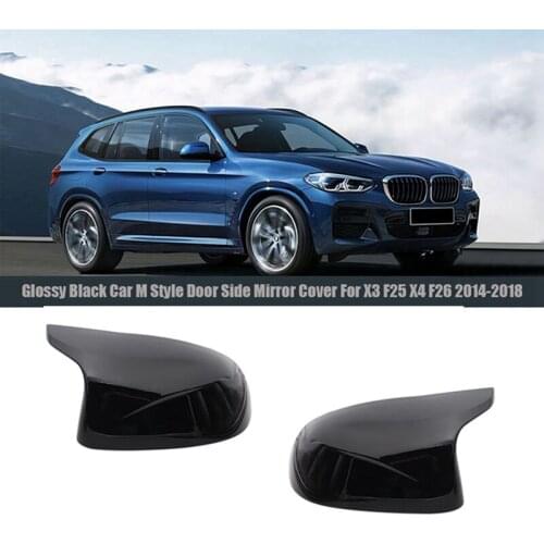 NEW-Glossy Black Car M Style Door Side Mirror Cover Rear Mirror Cap For-BMW X3 F25 X4 F26 X5 F15 X6 F16 2014-2018