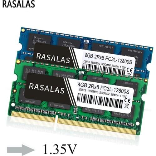 Rasalas DDR3 4GB 8GB RAM 2Rx8 PC3-12800S DDR3L 1600Mhz SO-DIMM 1.35V Oперативная Nамять Notebook RAM 204Pin Laptop Memory Sodimm