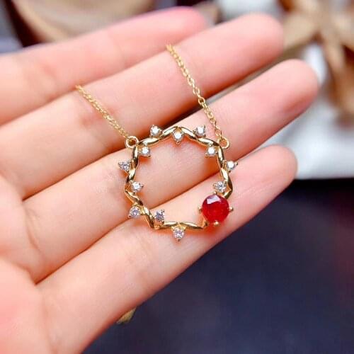 Exquisite red ruby gem necklace real 925 silver gold platinum women necklace fine jewelry natural gem birthday gift luckstone