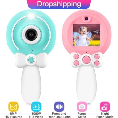8MP Childrens Camera Video Front Rear Lens Mini Digital Photo Selfie Camera Kid Toy For Boy Girls' Toys Birthday Christmas Gift