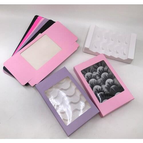 Empty 5Pairs Lash Box Pink Black Lash Packaging Come With White Tray